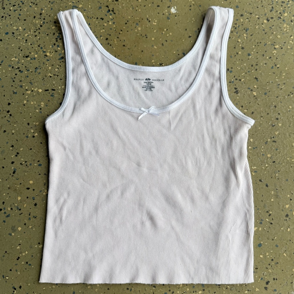 Brandy Melville Cream Ribbed Tank Top